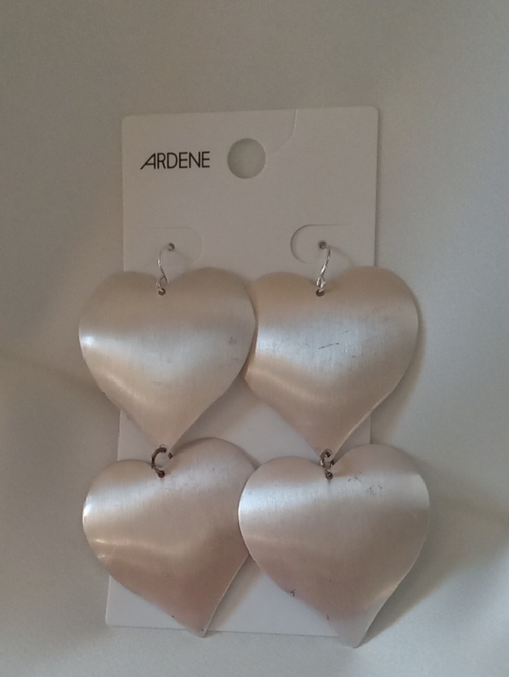 Ardene Silver Double Heart Drop Earrings